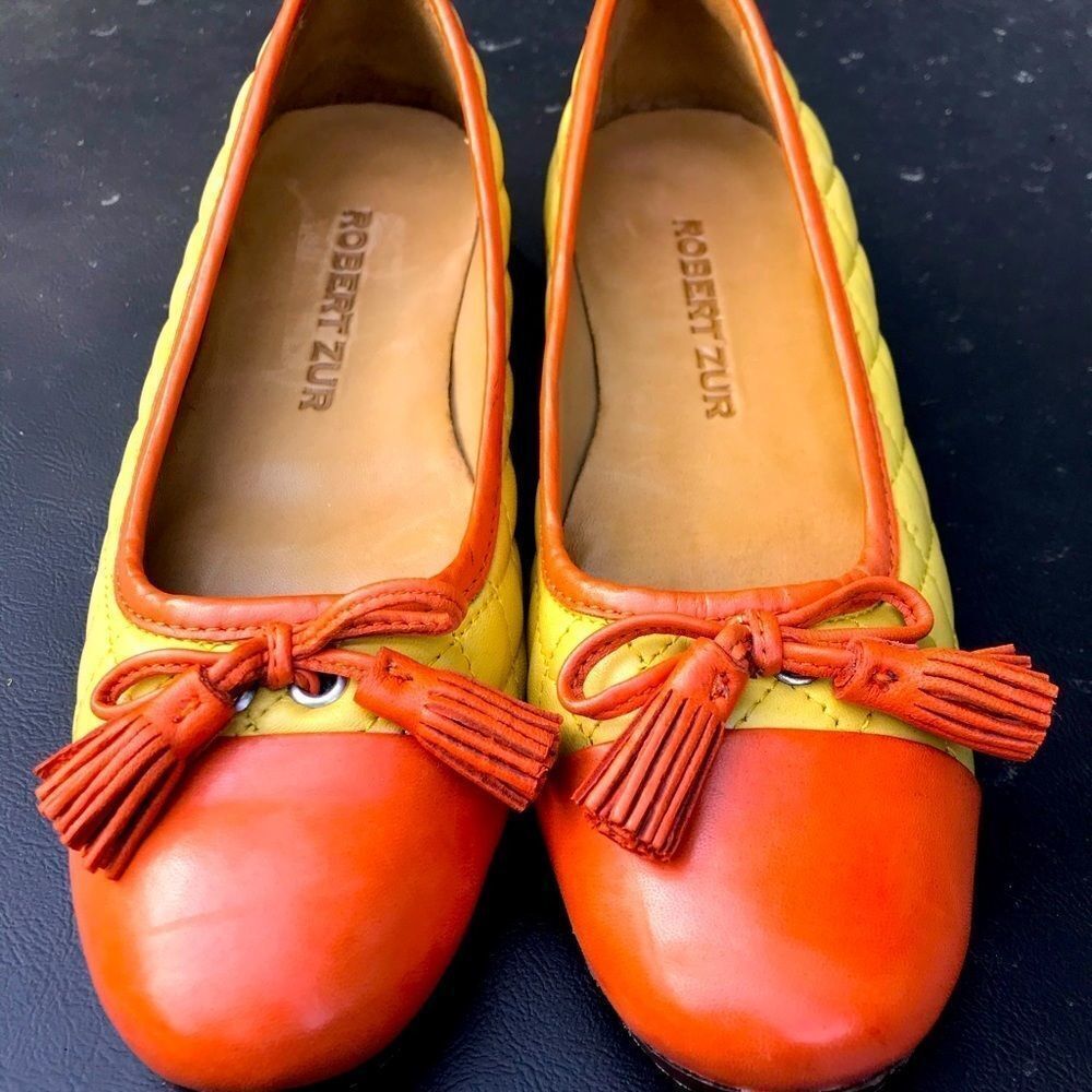 Robert Zur quilted yellow leather ballet flats - Picture 4 of 7